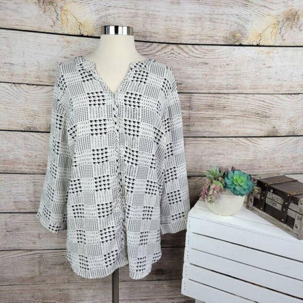 41 Hawthorn Women's 3/4 Sleeve‎ Split Neck Tunic Blouse Size 3X